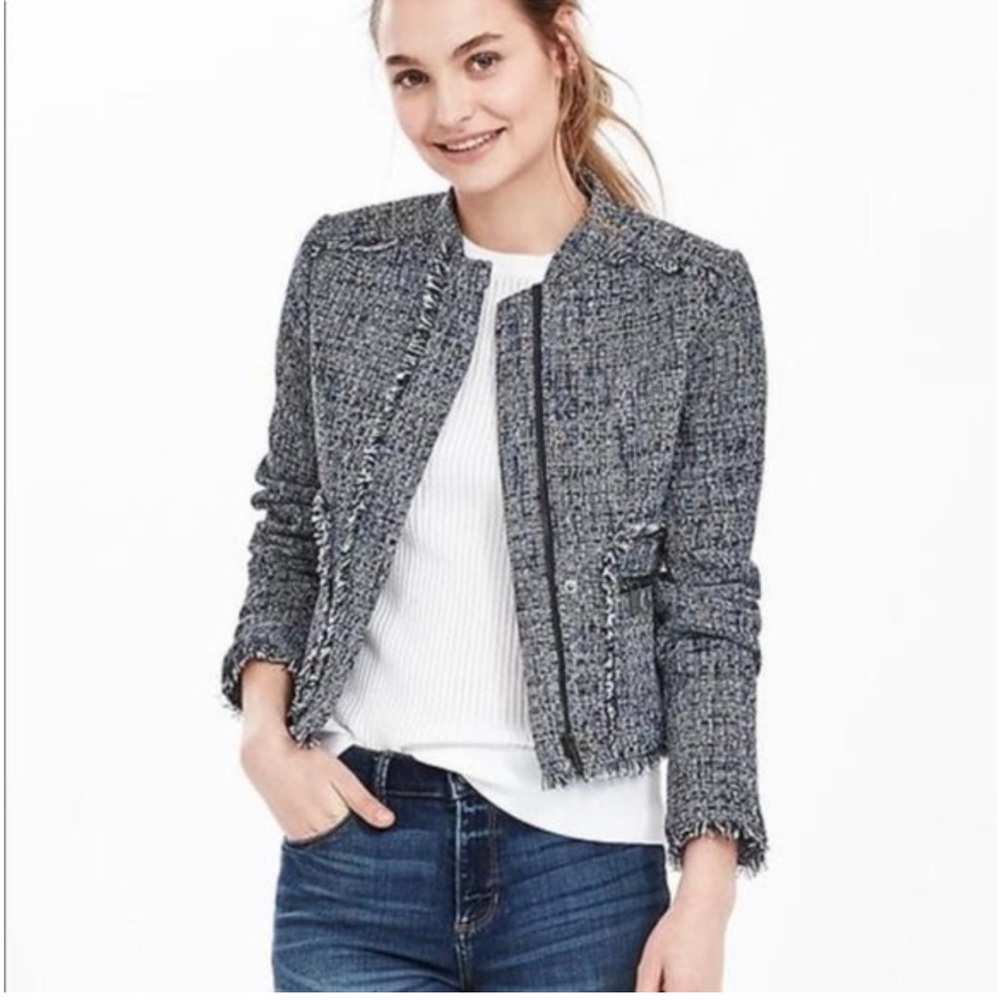 Banana Republic Tweed Moto Jacket Size 10 NWT